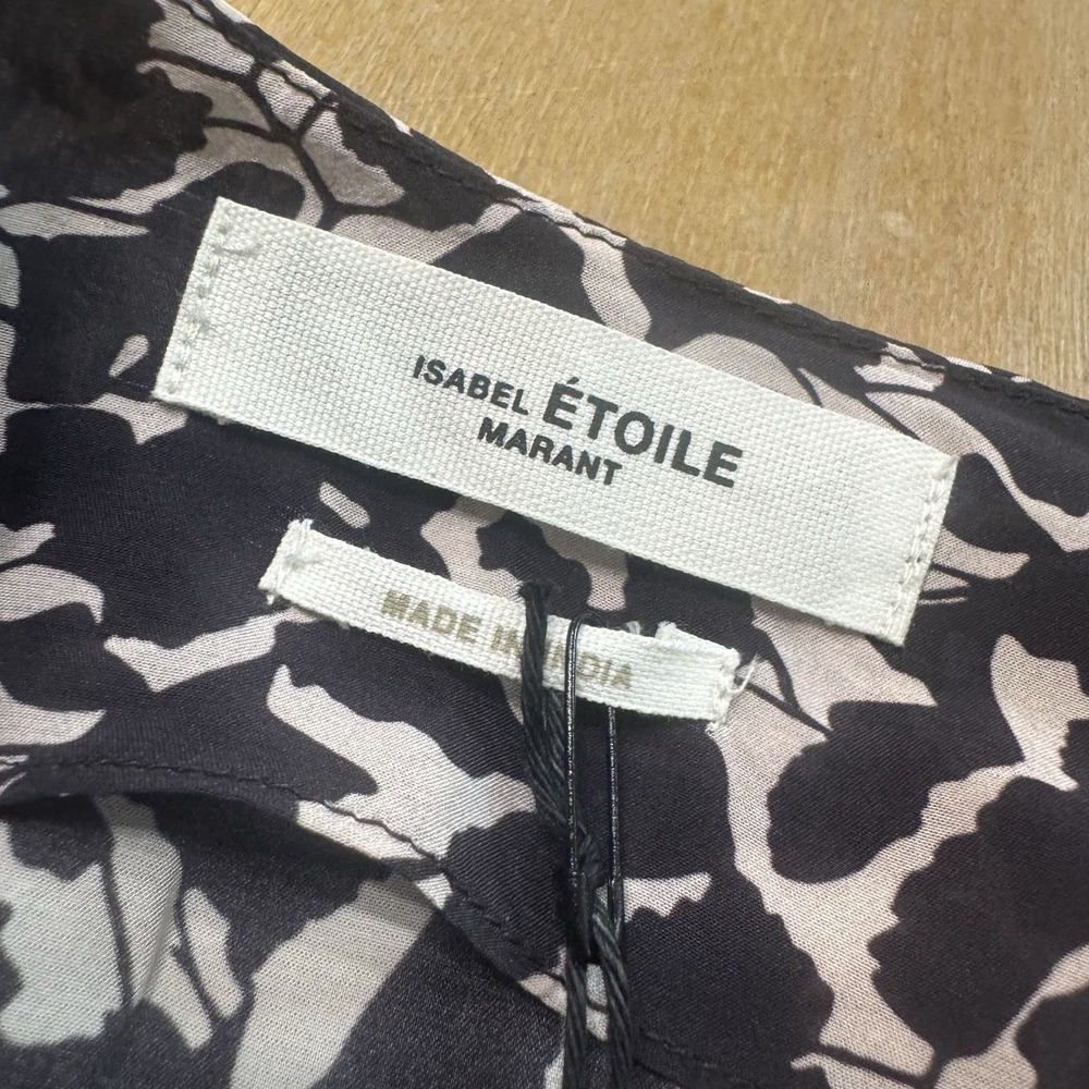 Isabel Marant Arone Pleated Mini Dress Size 36 Black Ecru Print New‎ - Picture 11 of 16
